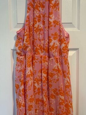 Sienna Sky Pink and Orange Floral Midi Dress